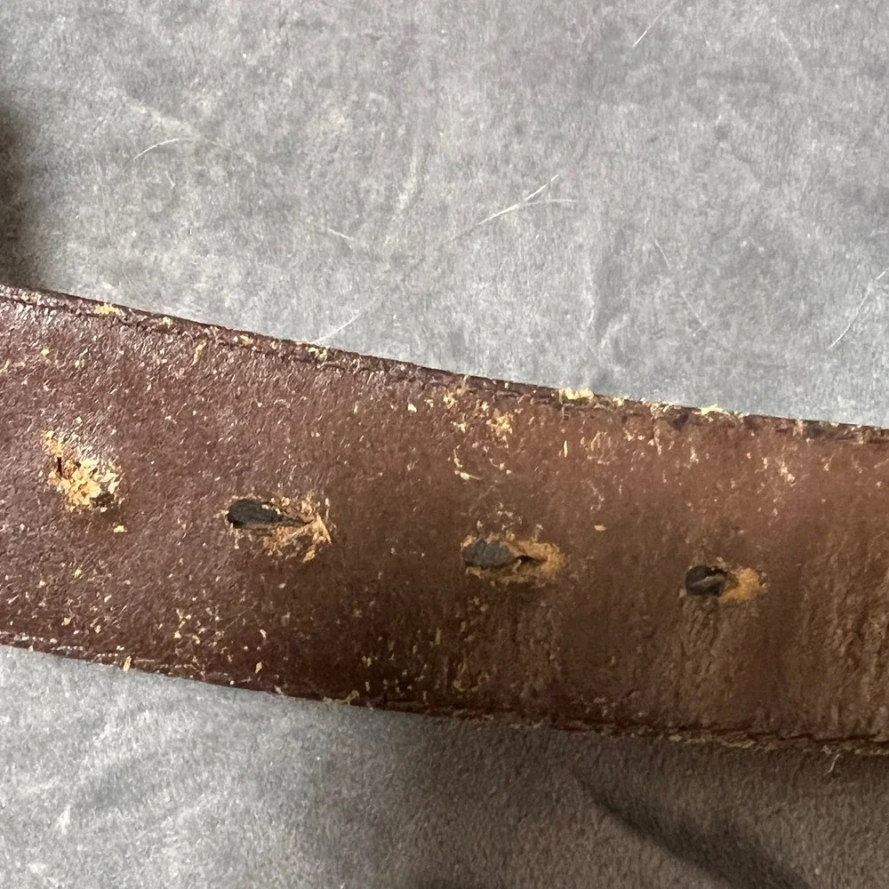 Vintage Silver Creek Classics Brown Leather Western Belt Size 40 Stone Buckle